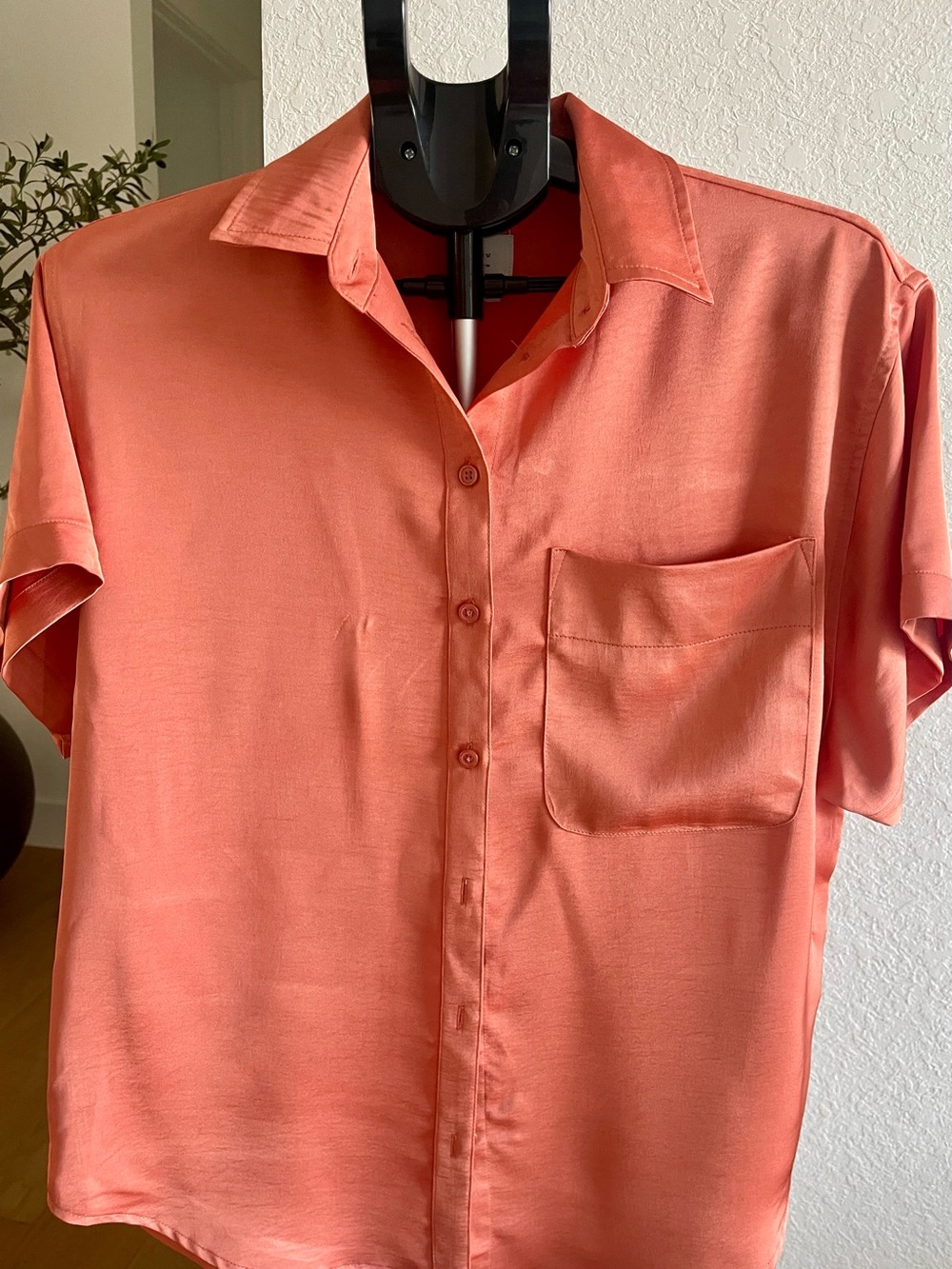 A New Day Short-Sleeve Button Shirt in Rust Orange
